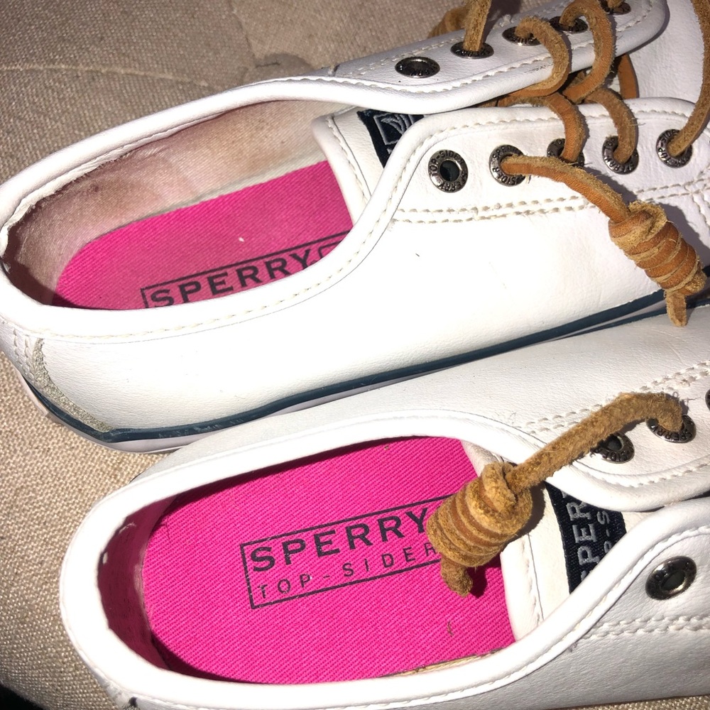 Sperry Top-Sider Seacoast white leather Lace-Up Sneakers Size 13.5 - Picture 9 of 10